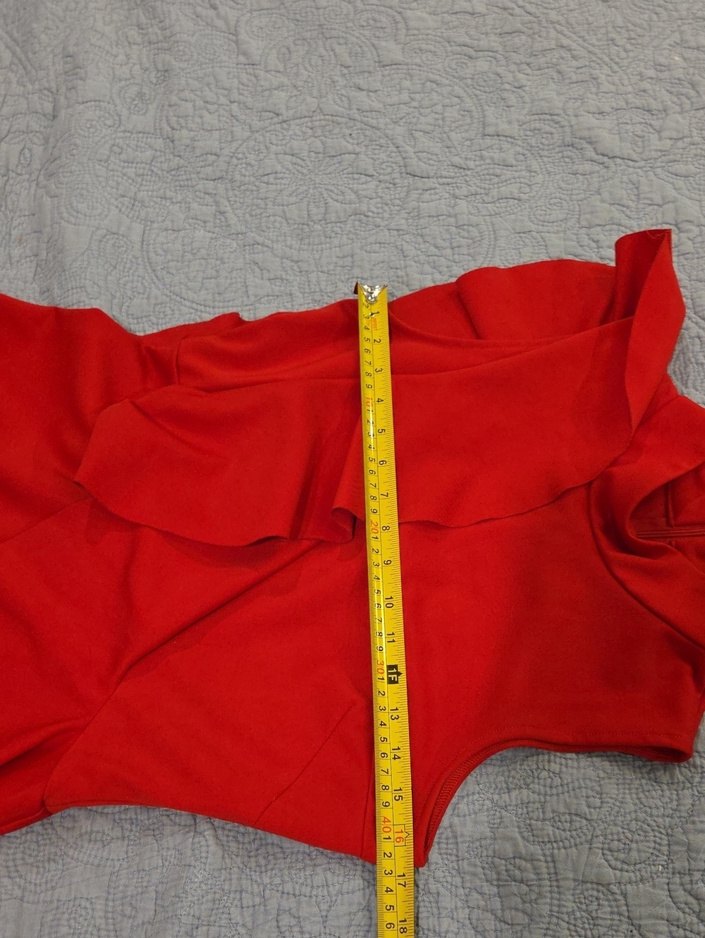 Gracia Red One-Shoulder Ruffle Peplum Top Size S! - Picture 7 of 8